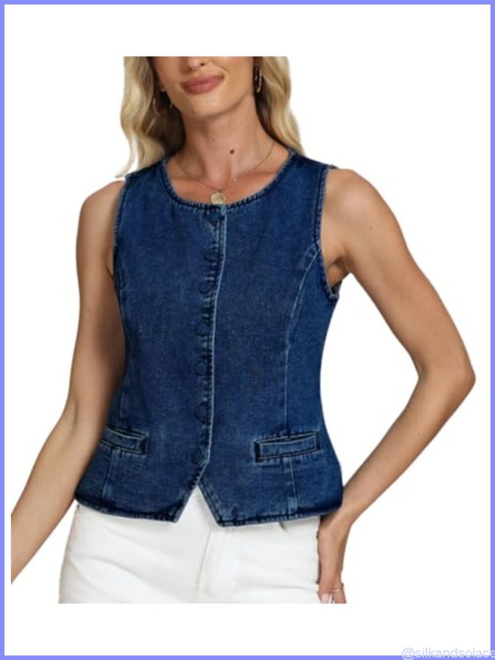 Women's Denim Vest Sleeveless Jean Waistcoat Trendy Casual